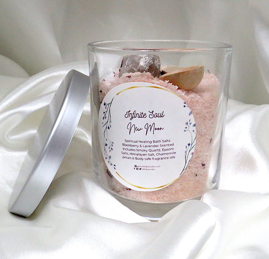 New Moon Crystal Infused Bath Salts - Blackberry & Lavender Scented