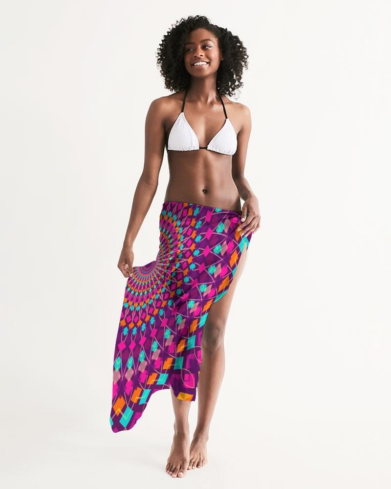Uniquely You Sheer Sarong Swimsuit Cover Up Wrap / Purple Kaleidoscope