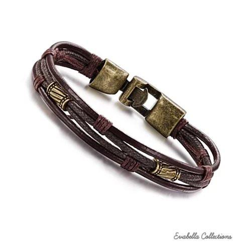 Gemini Twin Bracelets in Genuine Leather and Antique Metal Finish