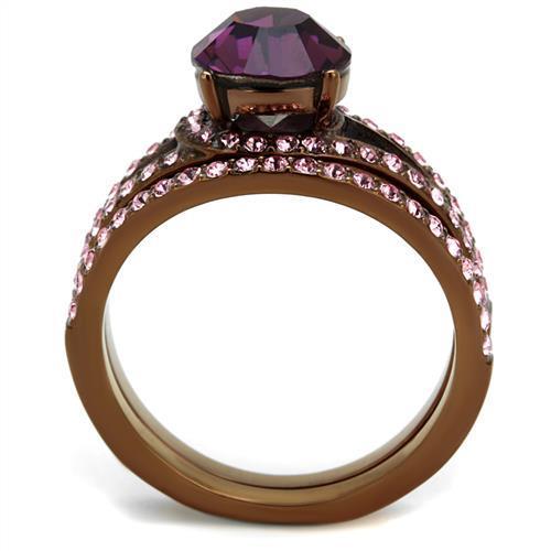 TK2745 - IP Coffee light Stainless Steel Ring with Top Grade Crystal