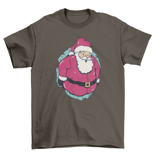 Santa Claus in a hole Christmas t-shirt design