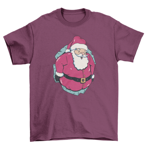 Santa Claus in a hole Christmas t-shirt design