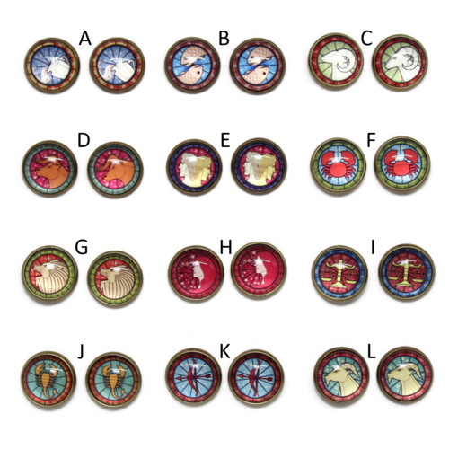 Zodiac Dome Earring Collection