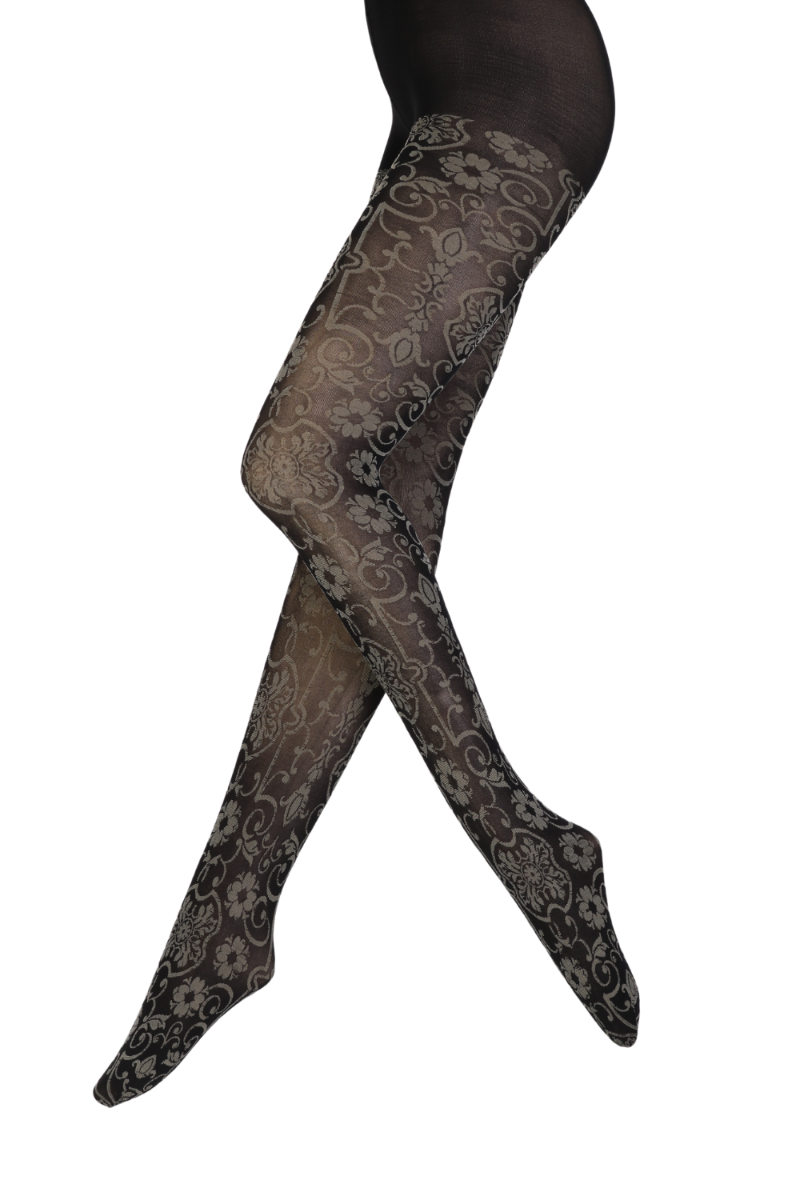 AMINA tights with a floral pattern