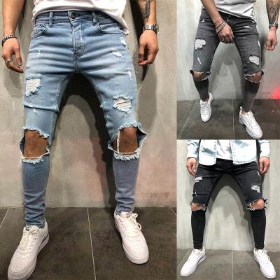 2018 new fashion Men Jeans Stretch Destroyed Ripped Design Fashion