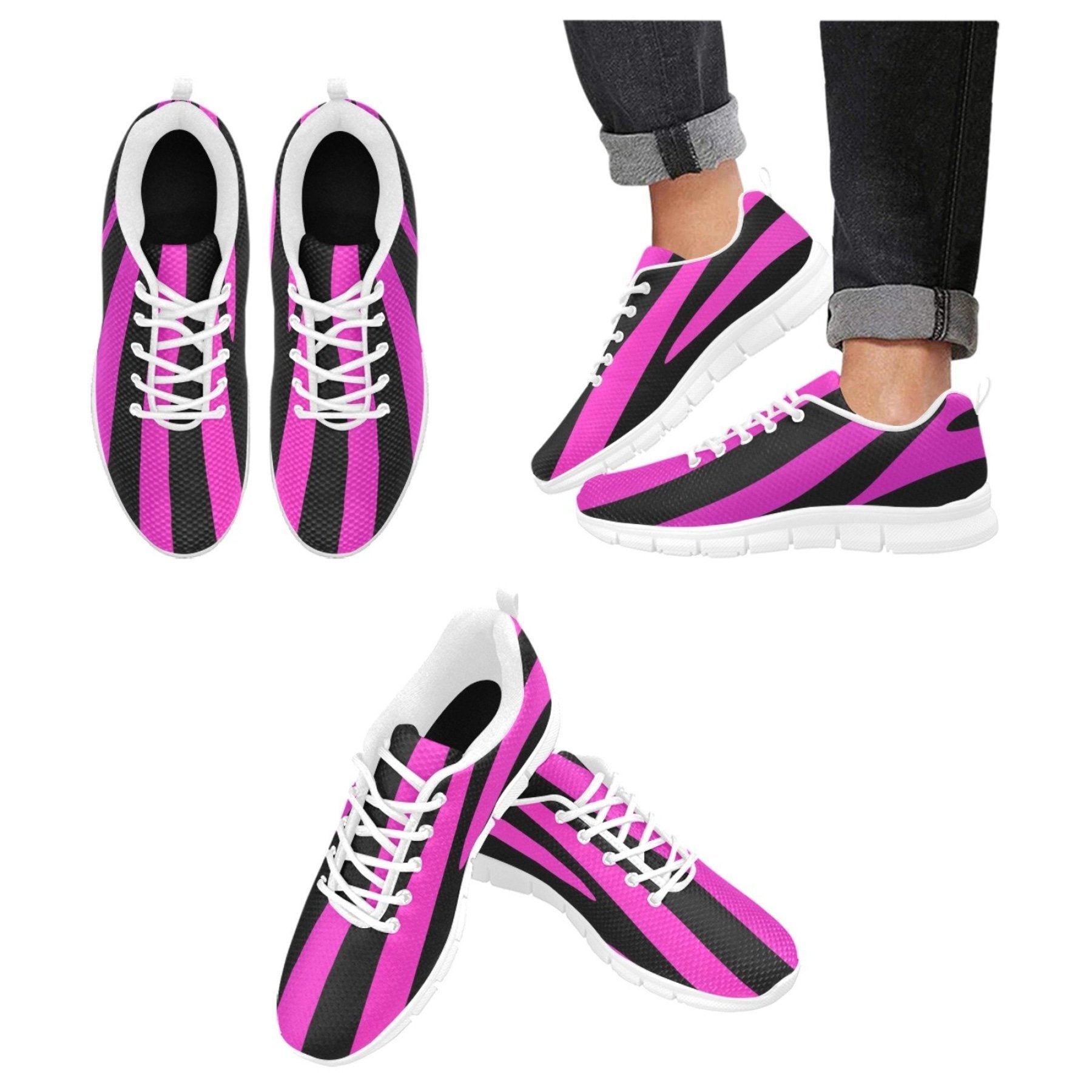 Uniquely You Womens Sneakers, Black and Purple Stripe Running Shoes